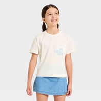 Cat & Jack Girls' Short Sleeve 'Stamps' Graphic T-Shirt, S - Cream