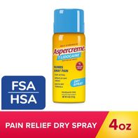 Aspercreme Lidocaine Pain Relief Dry Spray With Max-Strength 4% Lidocaine, 4 Oz.