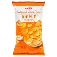 Meijer Potato Chips, Rippled, Cheddar & Sour Cream Flavored