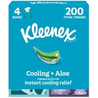 Kleenex® Cooling + Aloe™ Facial Tissues, 4 Cube Boxes, 50 Tissues Per Box, 2-Ply