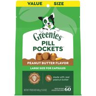 GREENIES Pill Pockets, Large Size Dog Treats, Peanut Butter Flavor, 15.8 oz. Pouch