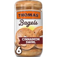 Thomas’ 6 ct, Cinnamon Swirl, Bagels, 9g Protein, Kosher, Bagels, 18 oz