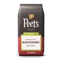 Peet's Coffee Decaf Major Dickason's Blend, Dark Roast Ground Coffee, Bag