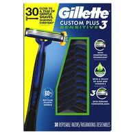 Gillette Custom Plus3 Disposable Razors Sensitive, 30-count