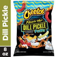 Cheetos Puffs Cheese Snacks Flamin Hot Dill Pickle