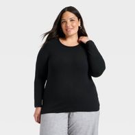 A New Day Women's Long Sleeve Fitted Jersey T-Shirt, XXL - Black