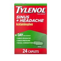 TYLENOL Sinus + Headache Daytime Non-Drowsy Relief Caplets, Acetaminophen 325mg, Nasal Decongestant for Sinus Pressure, Headache & Nasal Congestion Relief, 24 ct