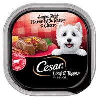 Cesar Loaf & Topper Soft Wet Dog Food Beef Flavor with Bacon & Cheese, 3.5 oz. Tray
