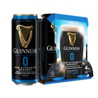 Guinness 0 Draught Non-Alcoholic Import Beer, 4 pack Cans, 14.9 fl oz, less than 0.5% ABV