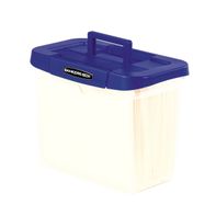 Bankers Box 0086301 Letter Size Blue & Clear Heavy-Duty Plastic Portable File Storage Boxes with Organizer Lid Compartment