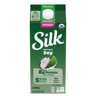 Silk Soy Milk, Unsweet Organic, Dairy Free, Gluten Free, Delicious Vegan Plant Based Milk with No Added Sugar and 5 Essential Nutrients, 64 fl oz Half Gallon