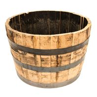 26 In. Dia X 17.5 In. H White Oak Wood Whiskey Barrel