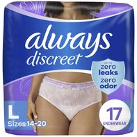 Always Discreet Adult Incontinence & Postpartum Underwear for Women Maximum Large