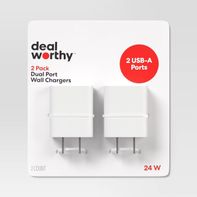 Dealworthy Dual Port USB-A Home Chargers - White