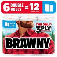 BRAWNY Pick-A-Size Paper Towels, 6 Double Rolls