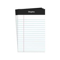 Staples 3.5" X 2.5" White Narrow Ruled Perforated Mini Legal Writing Pads