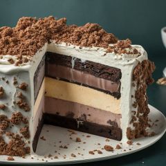 Decadent Ice Cream Cake on a chef's table.