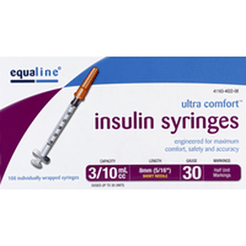 Equaline Insulin Syringes Short Needle 3 10 Cc 100 Each Instacart