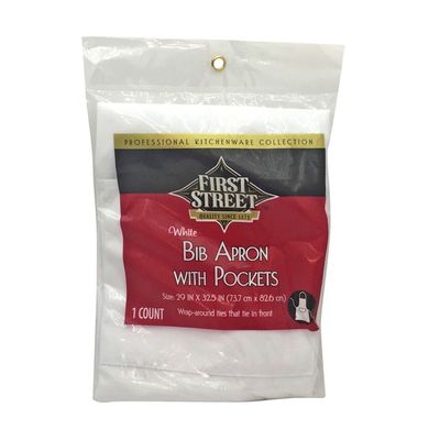 First Street White Bib Apron With Pockets