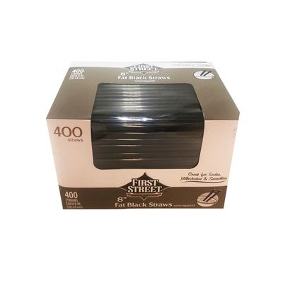 First Street Fat Black 8" Straws