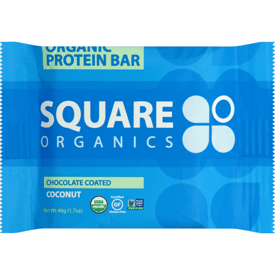 Square Organics Protein Bar, Organic, Chocolate Coated Coconut