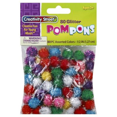 Creativity Street Pompons, Glitter, Assorted Colors