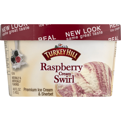 Turkey Hill Premium Ice Cream & Sherbet, Raspberry Cream Swirl (48 oz ...