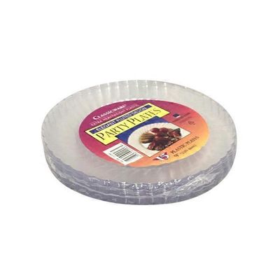 Classicware Party Plates Elegant Fluted Design Extra Heavy Weight Clear Plastic 9"
