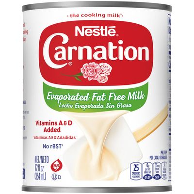 Carnation Nestle Fat Free Evaporated Milk Vitamins A and D Added
