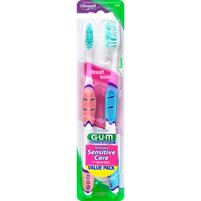 GUM Toothbrush, Ultrasoft Bristles, Regular, Value Pack
