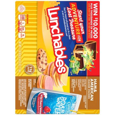 Lunchables Ham & American Cheese Cracker Stackers Meal Kit with Capri Sun Roarin' Waters Wild Cherry Drink & Chocolate Chip Cookies