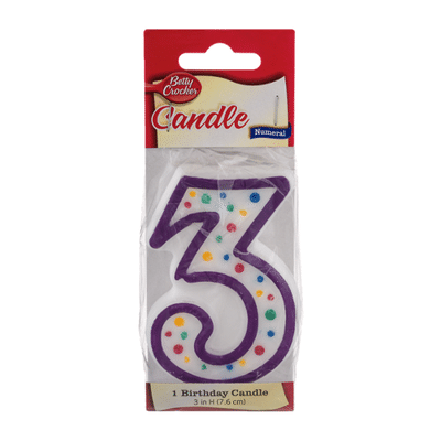 Betty Crocker Birthday Candle, Numeral 3, 3 Inch