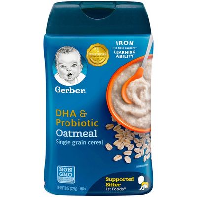 baby cereal gerber probiotic oatmeal dha oz