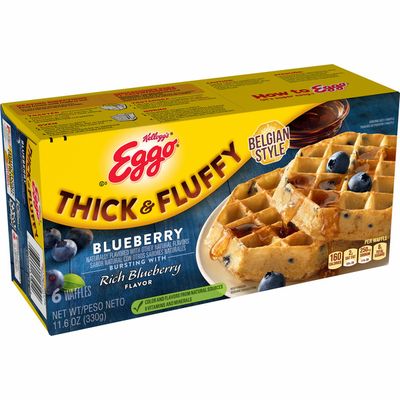 Eggo Thick and Fluffy Frozen Waffles, Frozen Breakfast, Belgian Style, Blueberry