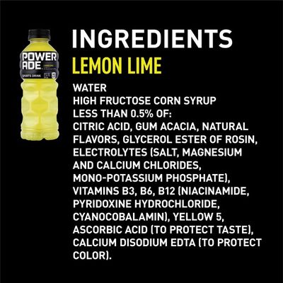 Powerade Electrolyte Enhanced Sports Drinks with vitamins, Lemon Lime