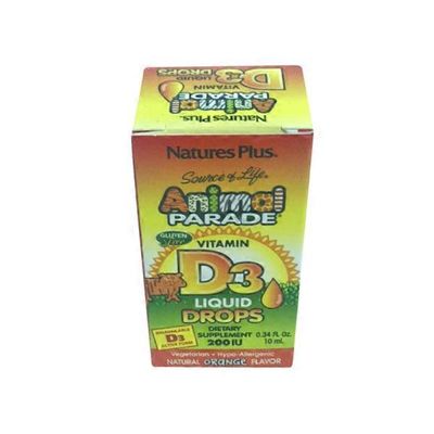 Nature's Plus Animal Parade Vitamin D3 Liquid Dietary Supplement, 200 Iu, Orange