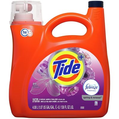 Tide Plus Febreze Freshness Spring And Renewal Scent HE Turbo Clean Liquid Laundry Detergent