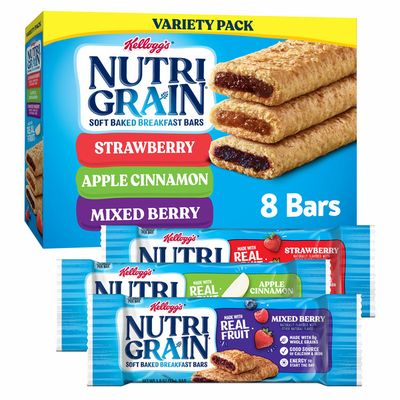 Kellogg's Nutri-Grain Soft Baked Breakfast Bars, Made with Real Fruit and Whole Grains, Kids Snacks, Variety Pack