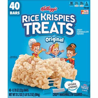 Kellogg's Rice Krispies Treats Marshmallow Snack Bars, Kids Snacks, School Lunch, Original