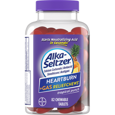 Alka-Seltzer Hearburn + Gas Reliefchew, Chewable Tablets, Tropical Punch