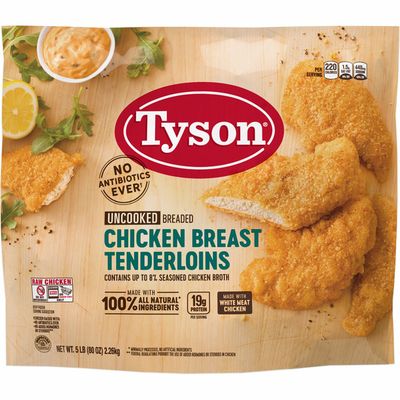 Tyson All Natural Uncooked Breaded Chicken Breast Tenderloins 5 Lb Frozen 5 Lb Instacart