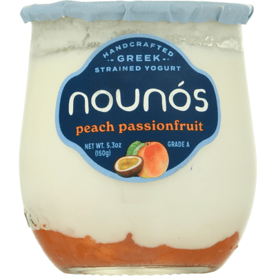 Nounos Yogurt, Greek, Peach Passionfruit, Strained