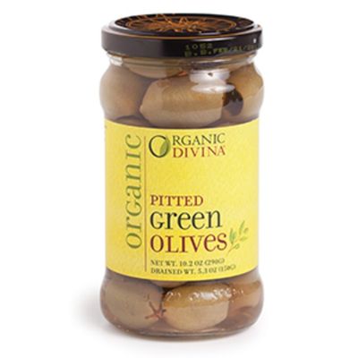 Divina Olives, Organic, Green, Pitted