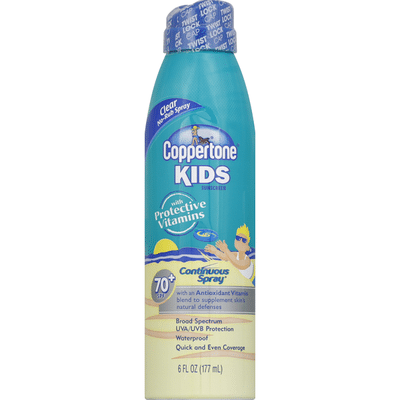Coppertone Sunscreen, Clear No-Rub Spray, Continuous Spray, SPF 70+