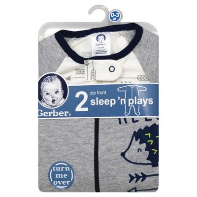 Gerber Sleep 'N Plays, Zip Front, 0-3 Months