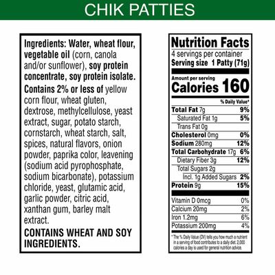 Morning Star Farms Meatless Chicken Patties, Plant Based Protein Vegan Meat, Frozen Meal, Original