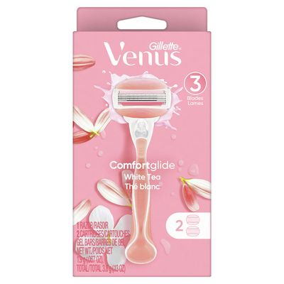 Gillette Comfortglide White Tea Women'S Razor Handle + 2 Blade Refills