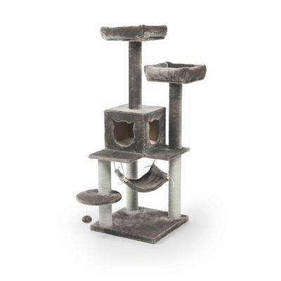 Prevue Pet Products Gray Kitty Power Paws Plush Party Tower Cat Furniture
