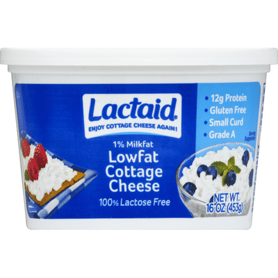 Lactaid Cottage Cheese, Small Curd, 1% Milkfat, Lactose Free, Lowfat