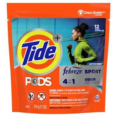 Tide Pods Plus Febreze, Sport Odor Defense Liquid Laundry Detergent Pacs, Active